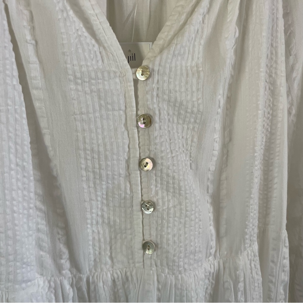 NWT J. Jill Tiered Button Front Dress Ruffle Details White Size XS - Picture 8 of 12